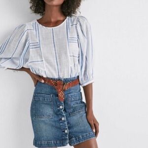 Lucky Brand Cindy Stripe Peasant Top  M